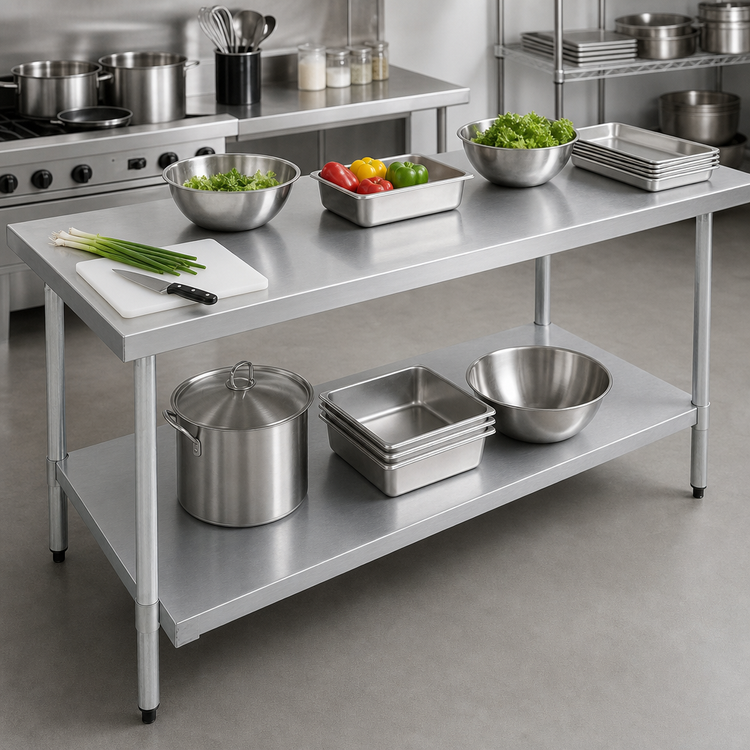 Product image #3 for Serv-Ware 72-Inch x 30-Inch Commercial Work Table with Stainless Undershelf