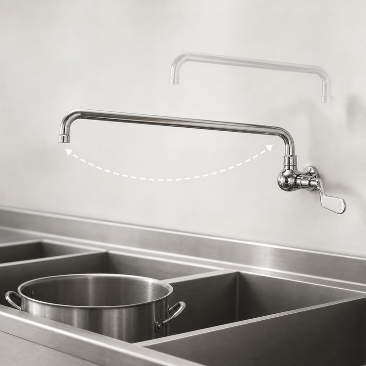Product image #3 for Town Equipment Wall-Mount Manual Faucet with 12-Inch Swing Spout and Wrist Handle
