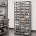 Thumbnail image #3 for Quantum Heavy-Duty Stationary Wire Shelving Unit, 36-Inch W x 12-Inch D x 75-Inch H, with 13 Shelves and 36 Clear Bins
