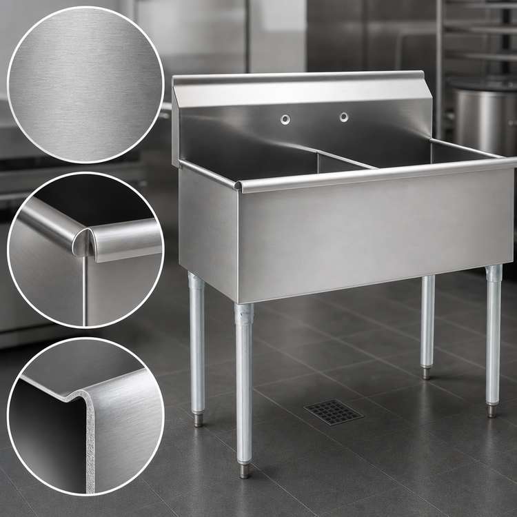 Product image #3 for Eagle Group Two-Compartment Utility Sink, 16-Gauge 430 Stainless Steel, 37-3/8 in. W x 25 in. D