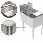 Thumbnail image #4 for Perlick Corporation Top Shelf TSF18PS-SBR 18-Inch 1-Compartment Stainless Steel Underbar Prep Sink with Cutting Board and Glass Rinser