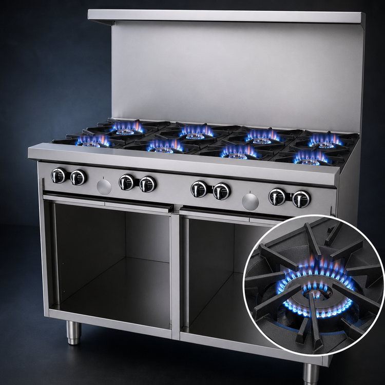 Product image #3 for Garland G Starfire Pro Series 48-Inch Gas Restaurant Range with 8 Open Burners and Dual Storage Bases