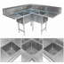 Thumbnail image #3 for John Boos Pro-Bowl 3-Compartment Corner Sink with Dual Drainboards, 16-Gauge Stainless Steel