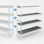 Thumbnail image #3 for Fermod Fermostock 4R31C66-E 4-Tier Perforated Polymer Shelving Add-On Unit, 66"H x 31"W x 22"D, 1 Upright, 4 Shelves