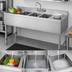 Thumbnail image #3 for Klinger's Trading 60-Inch 3-Compartment Stainless Steel Deli Sink with Dual Drainboards and Faucet