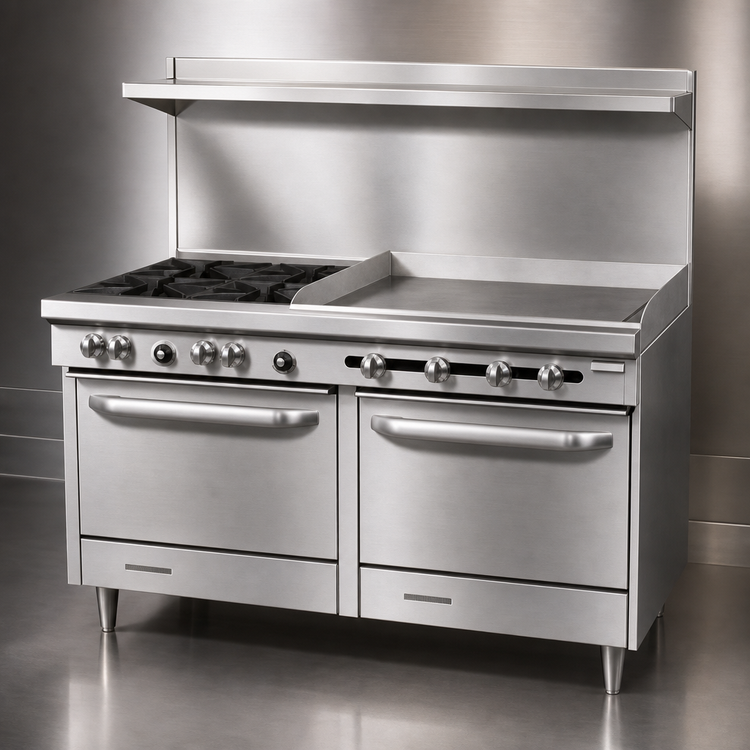 Product image #3 for Southbend S-Series 60-3/4-Inch Gas Restaurant Range with 4 Open Burners, 36-Inch Thermostatic Griddle, Standard Oven and Cabinet Base