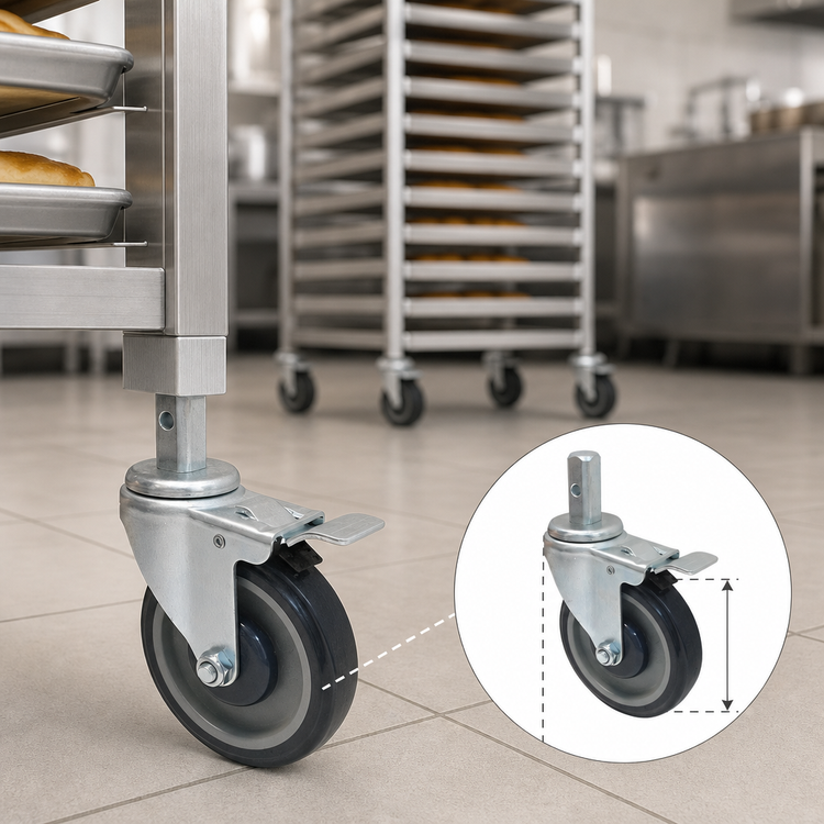Product image #3 for Winco 5-Inch Heavyweight Full-Swivel Stem Caster with Brake for ALRK-30BK 30-Tier Sheet Pan Rack
