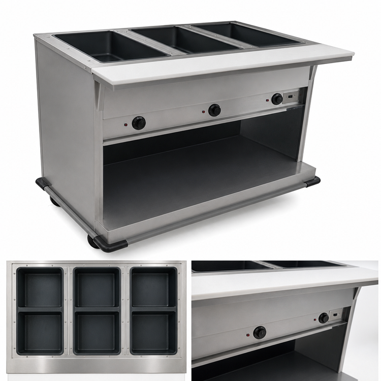 Product image #3 for Spec-Master 6-Well Electric Portable Hot Food Table with Poly Cutting Board
