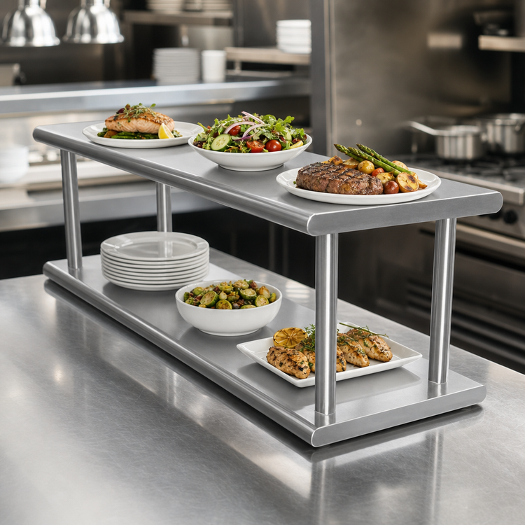 Product image #3 for Advance Tabco Double-Tier Pass-Thru Shelf, 72 Inches W x 18 Inches D, Stainless Steel