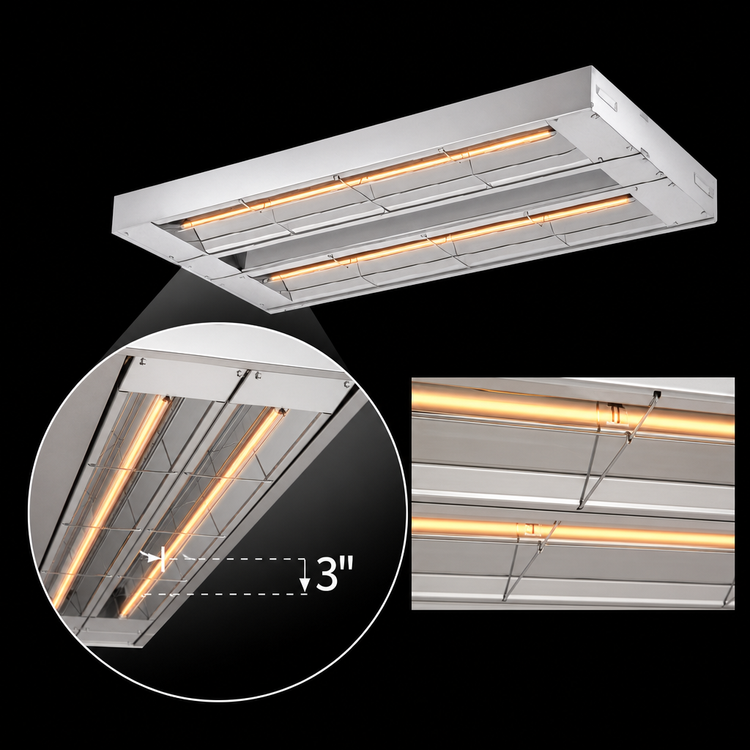 Product image #3 for Hatco Glo-Ray 48-Inch Double Infrared Strip Heater, 2.2 kW