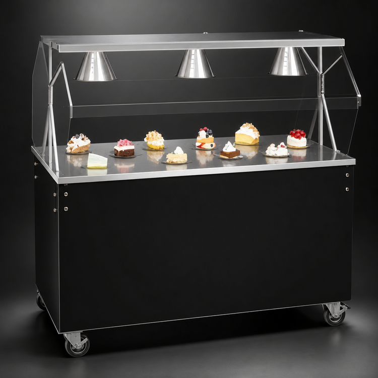 Product image #3 for Vollrath 2-Series Affordable Portable 46-Inch x 24-Inch Cafeteria Utility Station with Open Storage Base and Cafeteria Breath Guard