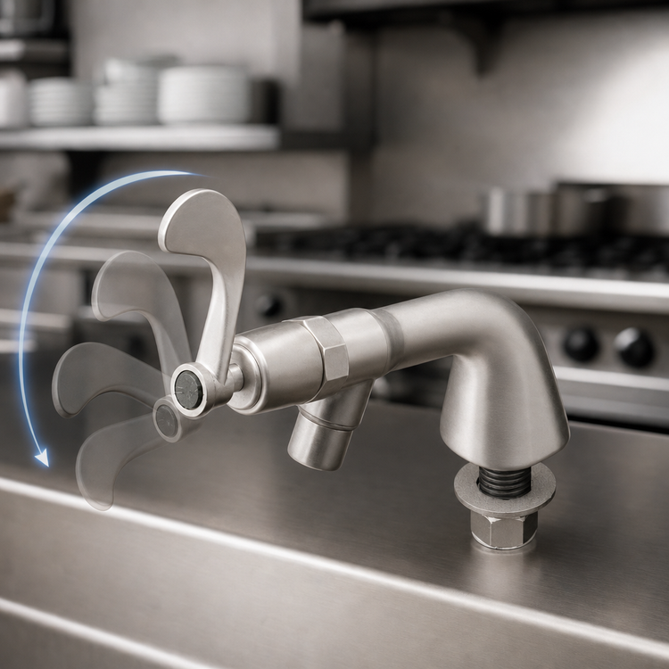 Product image #3 for T&S Brass Heavy-Duty Slow Self-Closing Manual Faucet with 4-Inch Wrist Action