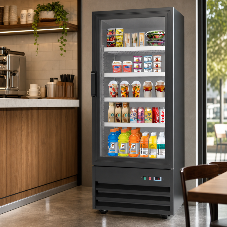 Product image #3 for KoolMore One-Section Glass Door Merchandiser Refrigerator, 23 Cu. Ft., Bottom-Mount, Black