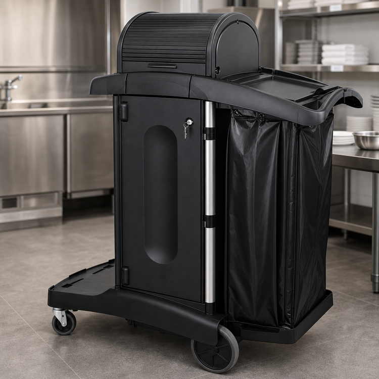 Product image #4 for High Security Executive Janitorial Cleaning Cart, 7.25 Cu. Ft., Locking Hood & Doors
