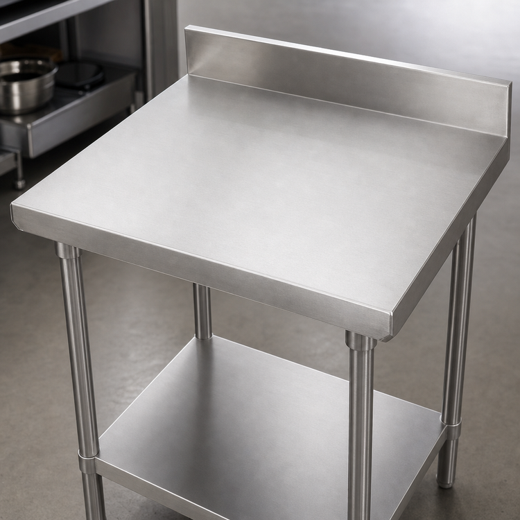 Product image #3 for BK Resources 30 Inch x 24 Inch Stainless Steel Work Table with 5 Inch Riser and Undershelf