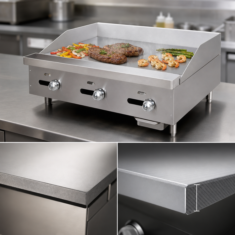 Product image #3 for Comstock-Castle FHP30-30T 30 Inch Countertop Gas Griddle with 3/4 Inch Plate and Thermostat Controls