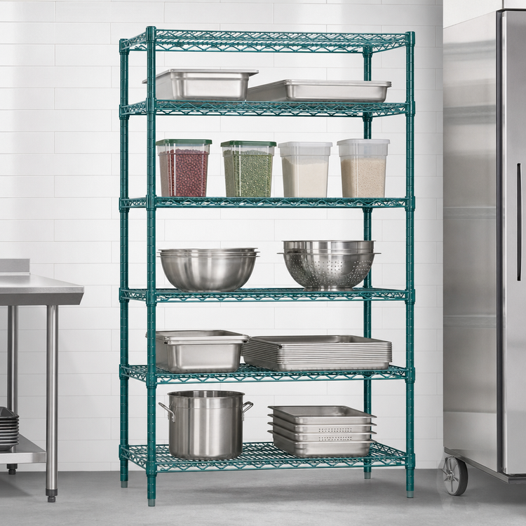 Product image #3 for Eagle Group Valu-Gard 5-Tier Wire Shelving Starter Unit, 36 x 24 x 86 Inches, Green Epoxy Finish