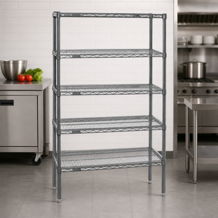 Product image #3 for Eagle Group Valu-Master 5-Tier Wire Shelving Starter Unit, 30W x 21D x 86H, Pewter Gray Epoxy
