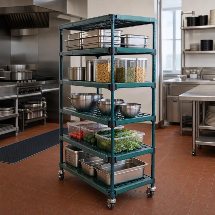 Product image #3 for QuadPLUS 5-Tier Mobile Starter Wire Shelving Unit, 36 x 24 x 74 Inches