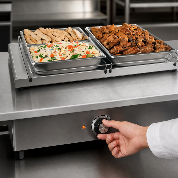 Product image #3 for Hatco Glo-Ray® Free-Standing Heated Shelf, 42 Inch W x 21-1/2 Inch D, Adjustable Thermostat, Stainless Steel Top