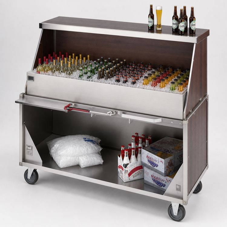 Product image #3 for Dinex DXPPB560IBWMW Portable Bar with Full-Length Ice Bin, Manhattan Walnut