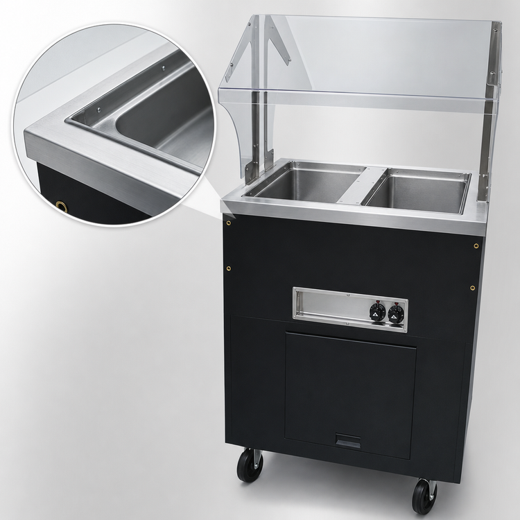 Product image #3 for Advance Tabco Triumph Supreme Portable Electric Hot Food Buffet Table with 2 Sealed Wells and Sneeze Guard