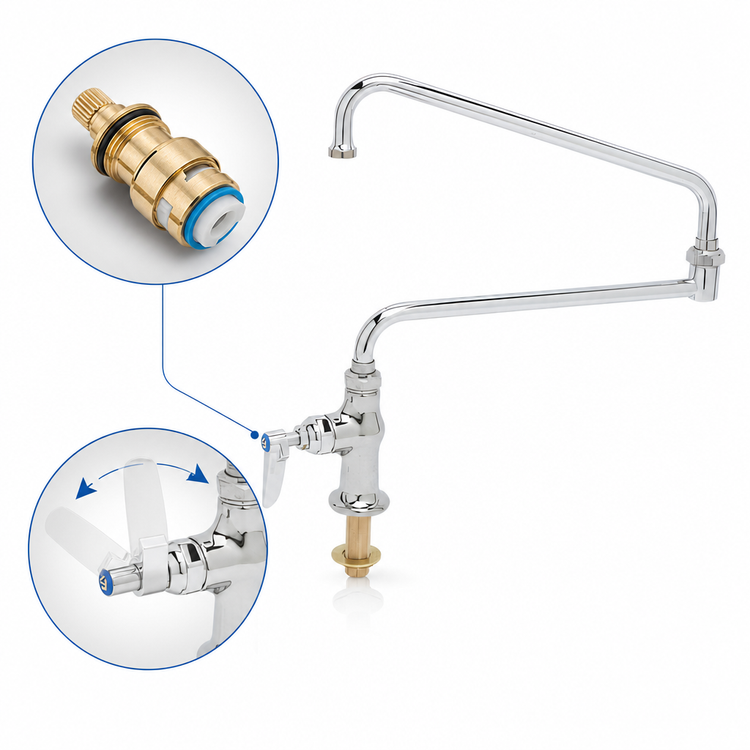 Product image #3 for T&S Brass Single Pantry Deck-Mount Faucet with 24-Inch Double Joint Swing Nozzle