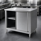 Thumbnail image #3 for Klinger's Trading CB2448-W/SHELF 48 x 24 x 36-Inch Stainless Steel Enclosed Work Table with Sliding Doors and Middle Shelf