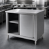 Thumbnail image #3 for 48 Inch x 24 Inch Stainless Steel Enclosed Work Table Cabinet with Sliding Doors and Shelf