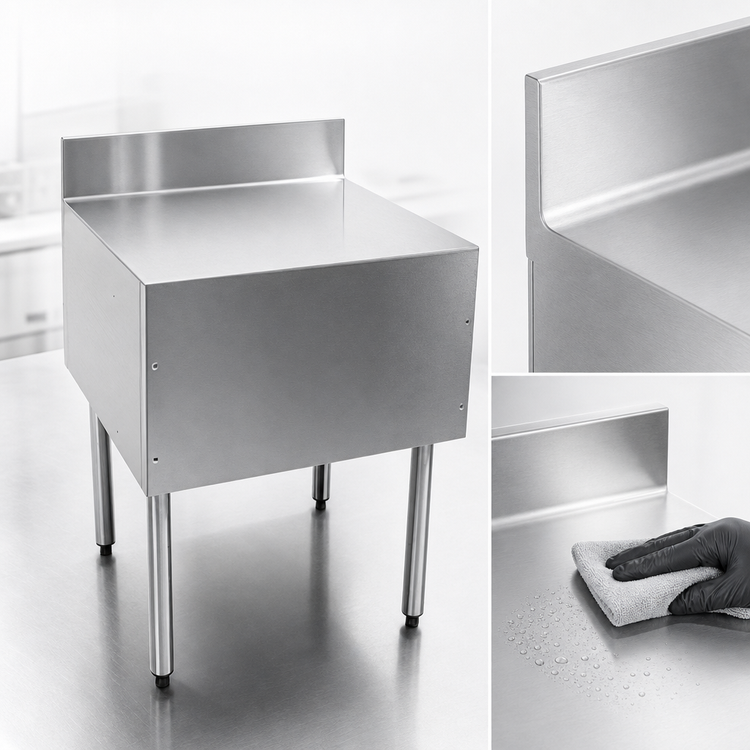 Product image #3 for CHOICE 18-Inch Stainless Steel Underbar Filler Board with Flat Top and 4-Inch Backsplash