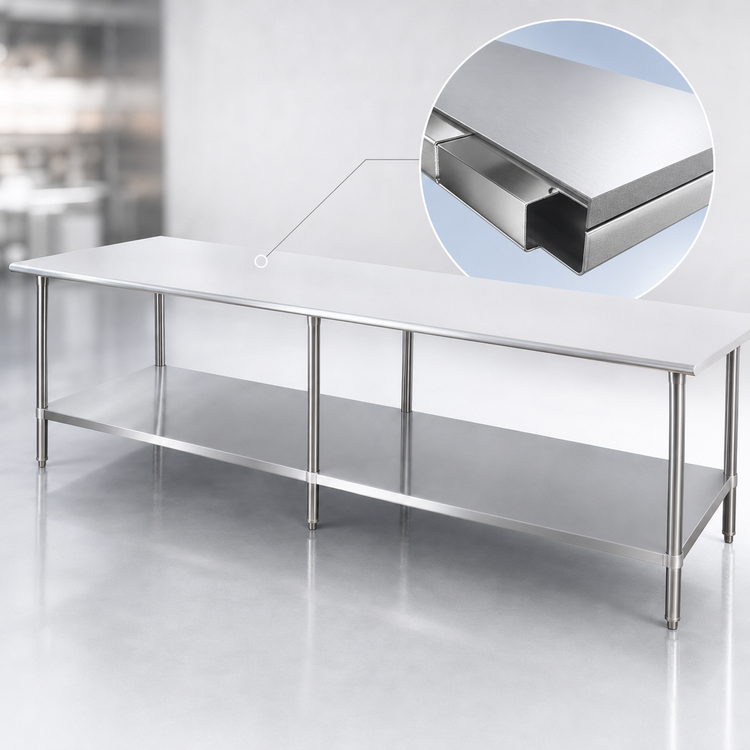 Product image #3 for Sapphire Manufacturing 120 Inch x 24 Inch Stainless Steel Work Table with Adjustable Undershelf