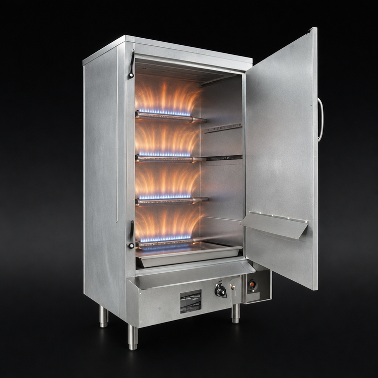 Product image #3 for MasterRange 30-Inch Natural Gas Smokehouse Smoker with Left-Hinged Door and Galvanized Exterior