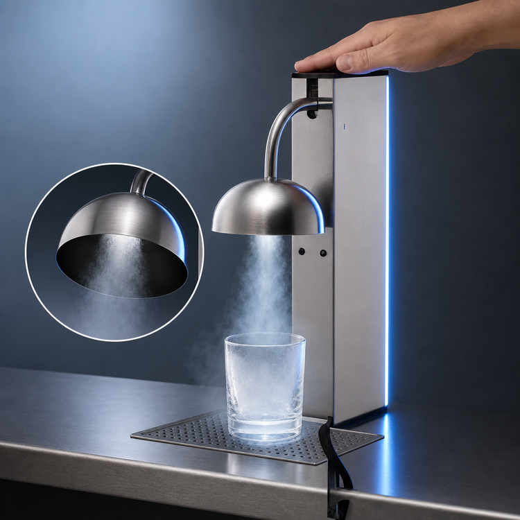 Product image #3 for Beverage-Air Countertop Rapid Chill Glass Froster with CO2 Jet and Neon LED Lights