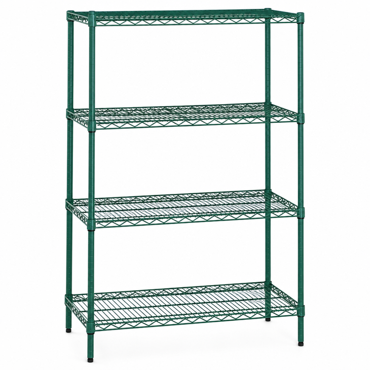 Product image #3 for Quantum 4-Shelf Wire Shelving Starter Kit, 36W x 18D x 54H, Green Epoxy Finish