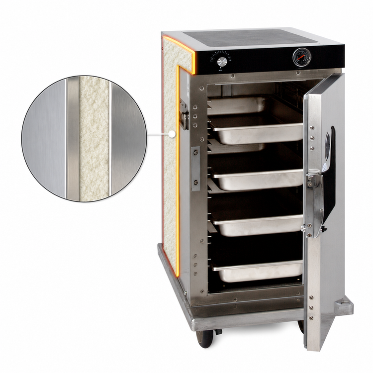 Product image #3 for Cres Cor Half-Size Mobile Insulated Stainless Steel Heated Cabinet for 8 12 x 20 Pans