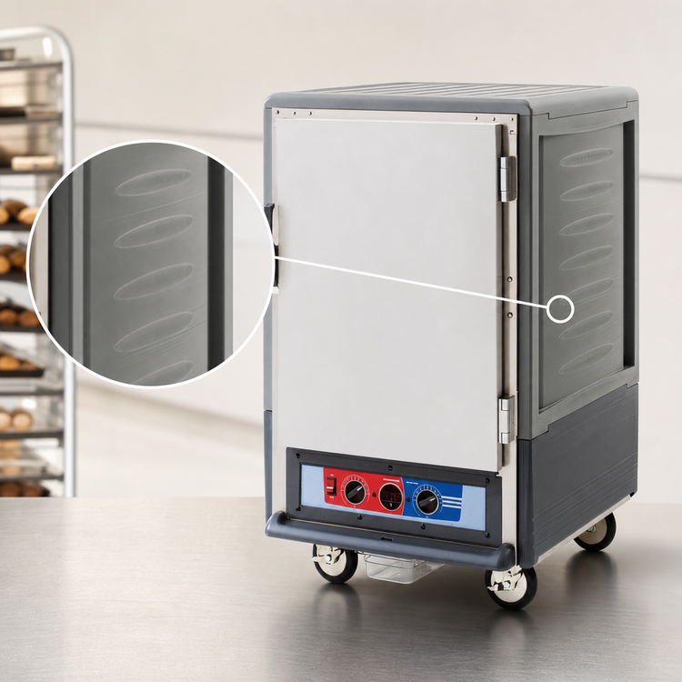 Product image #3 for Metro C5 3 Series Insulation Armour Moisture Heated Holding & Proofing Cabinet, Half Height, Gray, Solid Door, Fixed Wire Slides