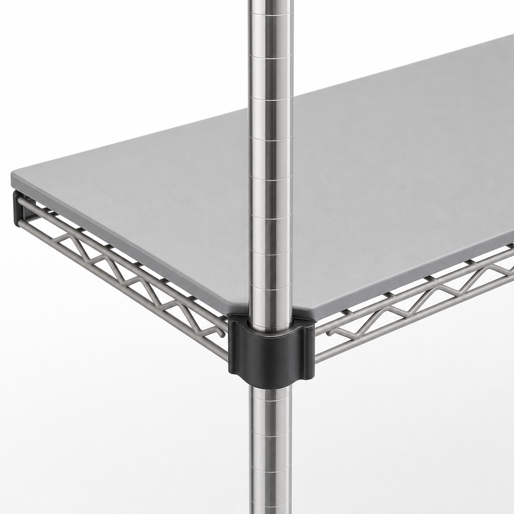 Product image #3 for QuadPlus 54 Inch W x 24 Inch D Solid Polymer Shelf Mat with MicroGard Antimicrobial Protection and Gray Epoxy Wire Frame