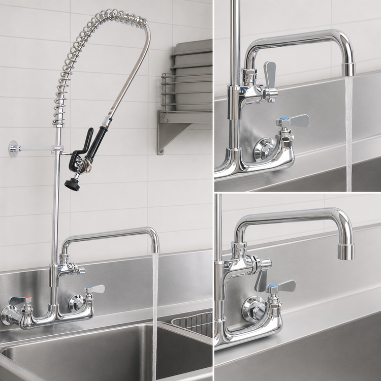 Product image #3 for OptiFlow Splash-Mount Pre-Rinse Assembly with 14-Inch Add-On Faucet, 8-Inch Centers