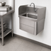 Thumbnail image #3 for John Boos Wall-Mounted Stainless Steel Hand Wash Sink with Knee-Activated Gooseneck Faucet, 14 x 10 Inch Bowl