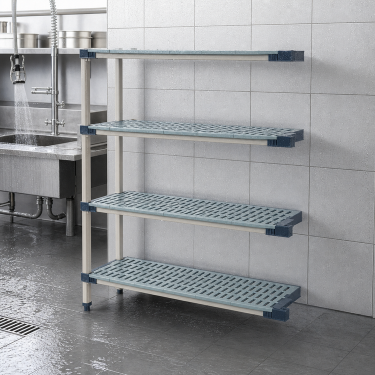 Product image #3 for MetroMax 4 4-Shelf Add-On Open Grid Polymer Shelving Unit, 24W x 21D x 63H