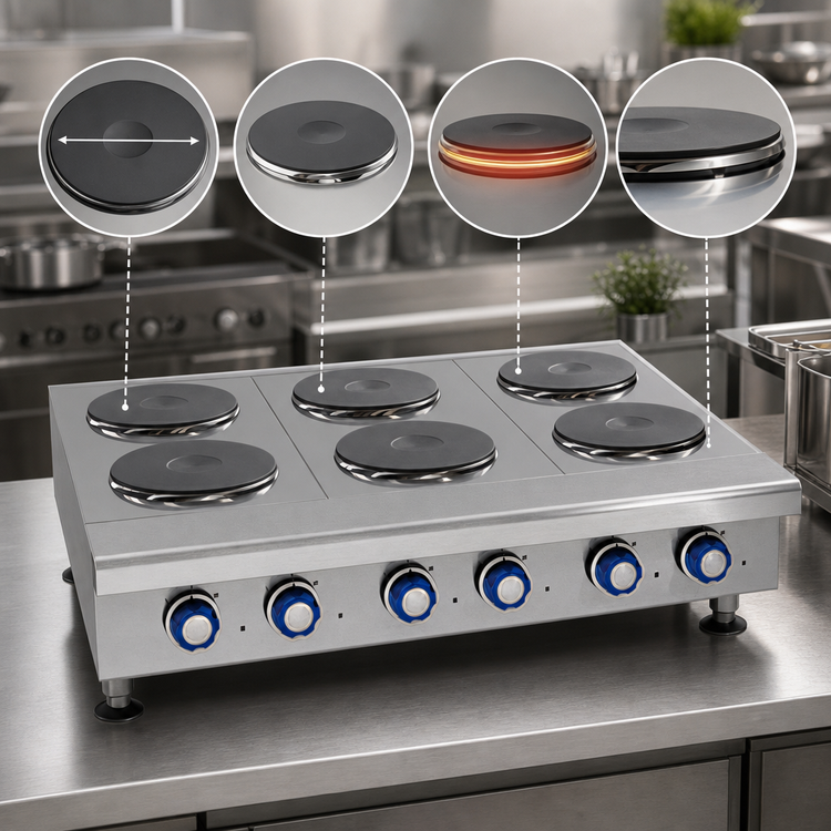 Product image #3 for Imperial 48-Inch Electric Countertop Hot Plate with 8 Round Plate Elements