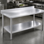 Thumbnail image #3 for Eagle Group Budget Series T3660SB-BS 60-Inch x 36-Inch 430 Stainless Steel Work Table with Backsplash and Adjustable Undershelf