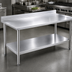 Thumbnail image #3 for Budget Series 60-Inch x 36-Inch 430 Stainless Steel Work Table with 4-1/2-Inch Backsplash and Undershelf
