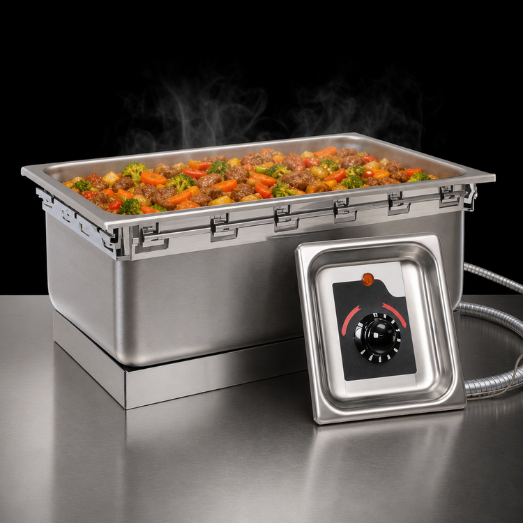 Product image #3 for APW Wyott TM-90ULS Single-Well Rectangular Drop-In Food Warmer, 12" x 20" Pan, Thermostatic, Stainless Steel