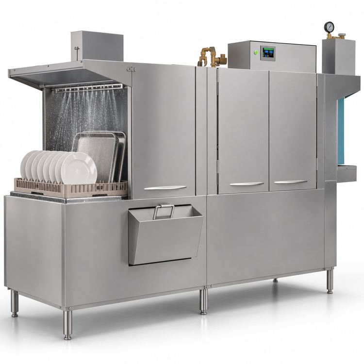 Product image #3 for Champion Pro Series 90 PRO-HD Electric High-Temperature Rack Conveyor Dishwasher with 54-Inch Single Tank and 36-Inch Heavy-Duty Prewash