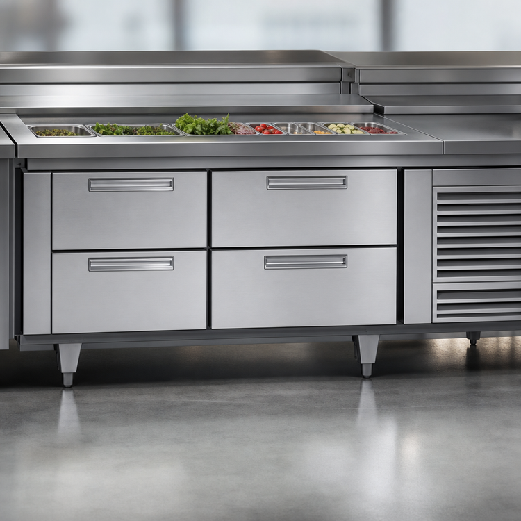 Product image #3 for Garland Polar Cuisine 114-Inch Self-Contained Refrigerated Drawer Base with 8 Drawers