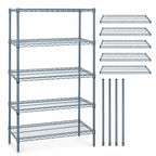 Thumbnail image #3 for Quantum WR54-2148GY-5 Stationary Wire Shelving Starter Kit, 48" W x 21" D x 54" H, 5 Shelves, Gray Epoxy Finish