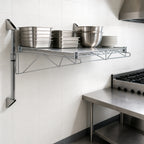 Thumbnail image #3 for Quantum WC14-CB2448C Wall-Mount Cantilever Wire Shelving Unit, 48"W x 24"D, Single Shelf, Chrome