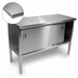 Thumbnail image #3 for John Boos Enclosed Work Table with Cabinet Base and Sliding Doors, 108 x 24 Inches, 14-Gauge 300 Series Stainless Steel Flat Top