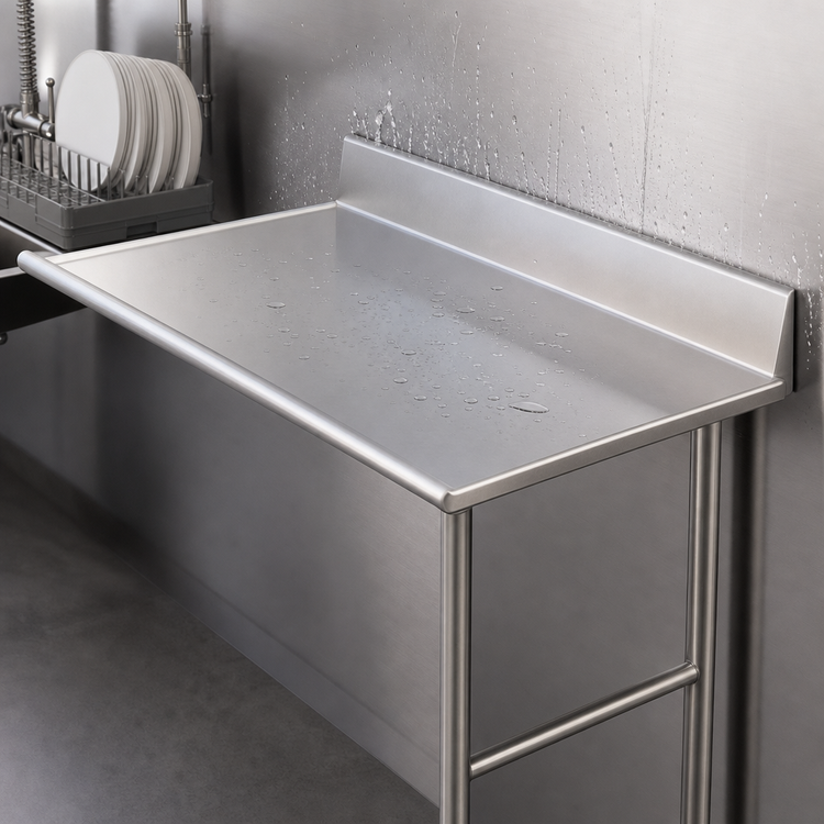Product image #3 for 48-Inch Straight Clean Dish Table with 10-1/2-Inch Backsplash and Stainless Steel Legs